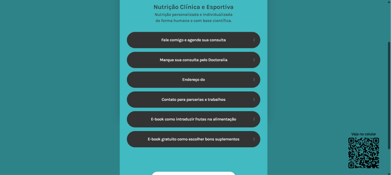 Exemplo de página no LinkTree